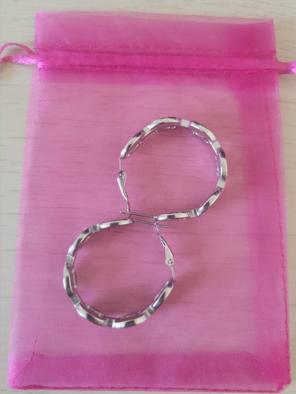 Sterling Silver Link Hoop Earrings - Silver